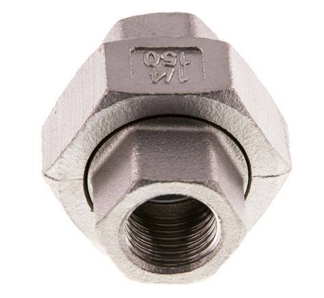 Union Straight Connector Rp1/4'' Female Stainless Steel Flat Seal PTFE 16bar (224.8psi)