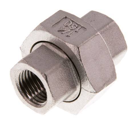 Union Straight Connector Rp1/4'' Female Stainless Steel Flat Seal PTFE 16bar (224.8psi)