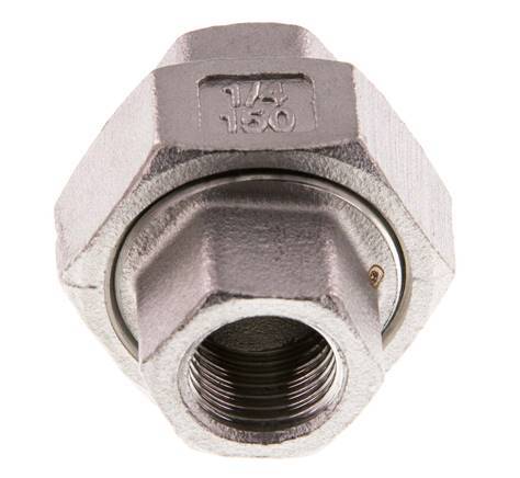Union Straight Connector Rp1/4'' Female Stainless Steel Flat Seal PTFE 16bar (224.8psi)