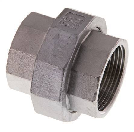 Union Straight Connector Rp1 1/4'' Female Stainless Steel Flat Seal PTFE 16bar (224.8psi)