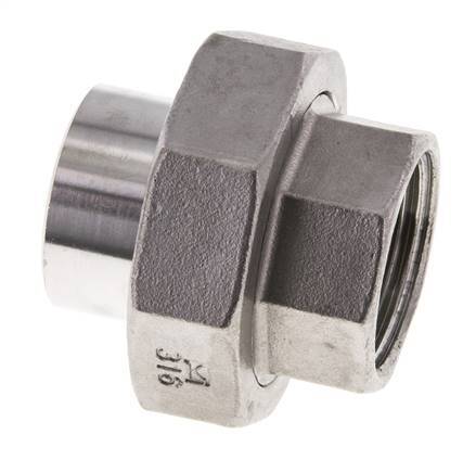 Union Straight Connector Rp1'' Female x 33.7mm Weld End Stainless Steel Conical Seal 16bar (224.8psi)