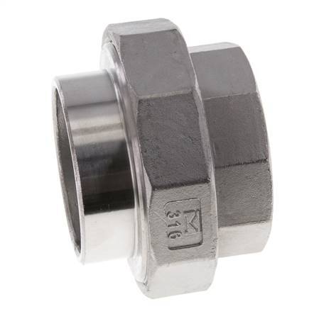 Union Straight Connector Rp2'' Female x 60.3mm Weld End Stainless Steel Conical Seal 16bar (224.8psi)