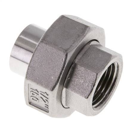 Union Straight Connector Rp1/2'' Female x 21.3mm Weld End Stainless Steel Conical Seal 16bar (224.8psi)