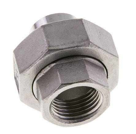 Union Straight Connector Rp1/2'' Female x 21.3mm Weld End Stainless Steel Conical Seal 16bar (224.8psi)