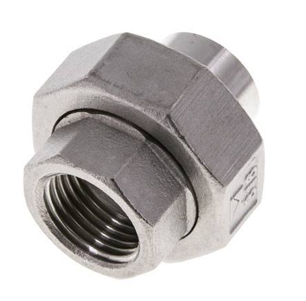 Union Straight Connector Rp1/2'' Female x 21.3mm Weld End Stainless Steel Conical Seal 16bar (224.8psi)