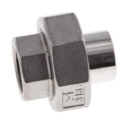 Union Straight Connector Rp1/2'' Female x 21.3mm Weld End Stainless Steel Conical Seal 16bar (224.8psi)