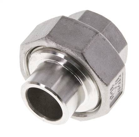 Union Straight Connector Rp1/2'' Female x 21.3mm Weld End Stainless Steel Conical Seal 16bar (224.8psi)