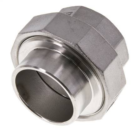 Union Straight Connector Rp1 1/2'' Female x 48.3mm Weld End Stainless Steel Conical Seal 16bar (224.8psi)