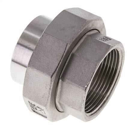 Union Straight Connector Rp1 1/2'' Female x 48.3mm Weld End Stainless Steel Conical Seal 16bar (224.8psi)