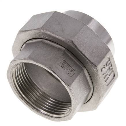 Union Straight Connector Rp1 1/2'' Female x 48.3mm Weld End Stainless Steel Conical Seal 16bar (224.8psi)
