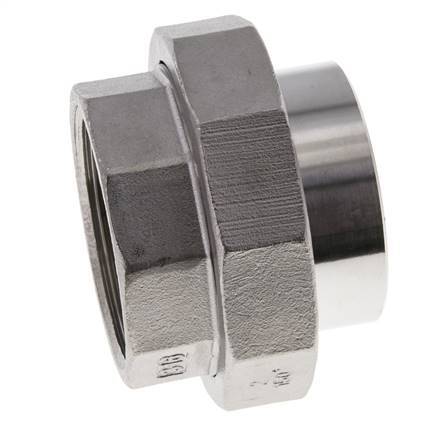 Union Straight Connector Rp2'' Female x 60.3mm Weld End Stainless Steel Flat Seal PTFE 150bar (2107.5psi)