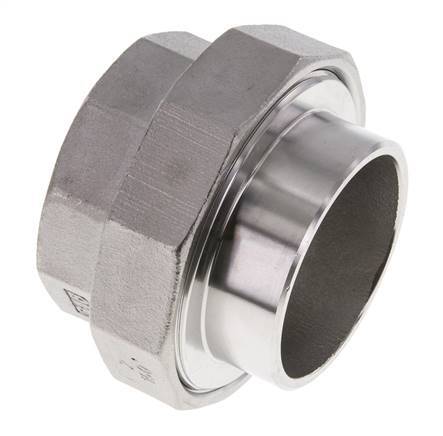 Union Straight Connector Rp2'' Female x 60.3mm Weld End Stainless Steel Flat Seal PTFE 150bar (2107.5psi)