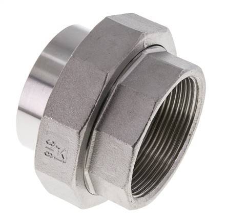 Union Straight Connector Rp2'' Female x 60.3mm Weld End Stainless Steel Flat Seal PTFE 150bar (2107.5psi)