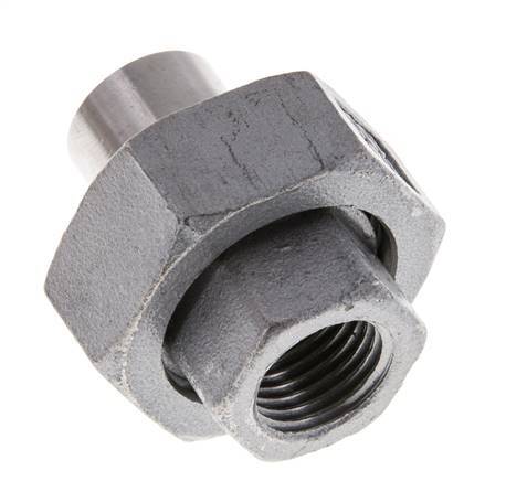 Union Straight Connector Rp1/4'' Female x 13.5mm Weld End Stainless Steel Flat Seal PTFE 150bar (2107.5psi)