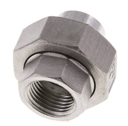 Union Straight Connector Rp1/2'' Female x 21.3mm Weld End Stainless Steel Flat Seal PTFE 150bar (2107.5psi)