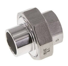 Union Straight Connector Rp3/8'' Female x 17.2mm Weld End Stainless Steel Flat Seal PTFE 150bar (2107.5psi)