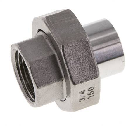 Union Straight Connector Rp3/4'' Female x 26.9mm Weld End Stainless Steel Flat Seal PTFE 150bar (2107.5psi)