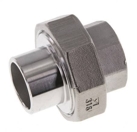 Union Straight Connector Rp3/4'' Female x 26.9mm Weld End Stainless Steel Flat Seal PTFE 150bar (2107.5psi)