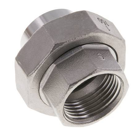 Union Straight Connector Rp1'' Female x 33.7mm Weld End Stainless Steel Flat Seal PTFE 150bar (2107.5psi)