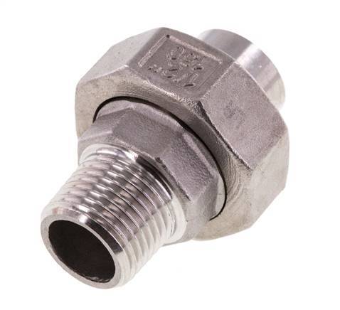 Union Straight Connector R1/2'' Male x 21.3mm Weld End Stainless Steel Conical Seal 16bar (224.8psi)