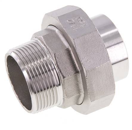 Union Straight Connector R1 1/2'' Male x 48.3mm Weld End Stainless Steel Conical Seal 16bar (224.8psi)