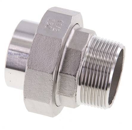 Union Straight Connector R1 1/2'' Male x 48.3mm Weld End Stainless Steel Conical Seal 16bar (224.8psi)
