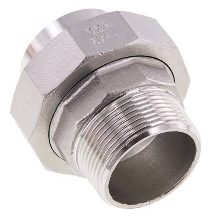 Union Straight Connector R1 1/2'' Male x 48.3mm Weld End Stainless Steel Conical Seal 16bar (224.8psi)