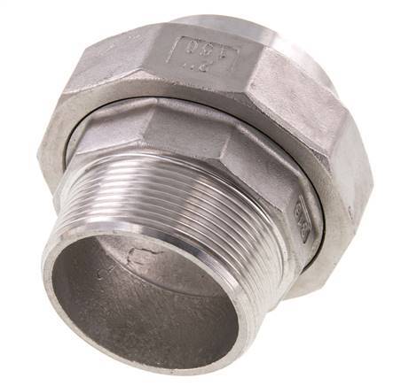 Union Straight Connector R2'' Male x 60.3mm Weld End Stainless Steel Conical Seal 16bar (224.8psi)