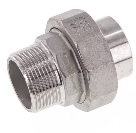 Union Straight Connector R1 1/4'' Male x 42.4mm Weld End Stainless Steel Conical Seal 16bar (224.8psi)