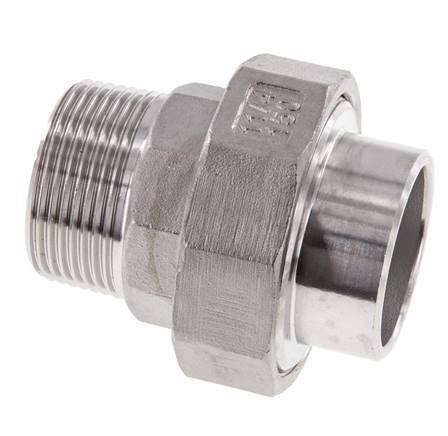 Union Straight Connector R1 1/4'' Male x 42.4mm Weld End Stainless Steel Conical Seal 16bar (224.8psi)