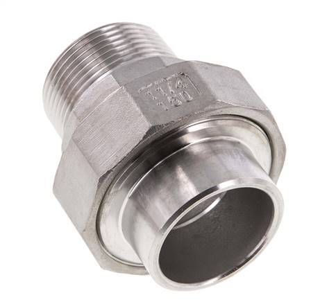 Union Straight Connector R1 1/4'' Male x 42.4mm Weld End Stainless Steel Conical Seal 16bar (224.8psi)