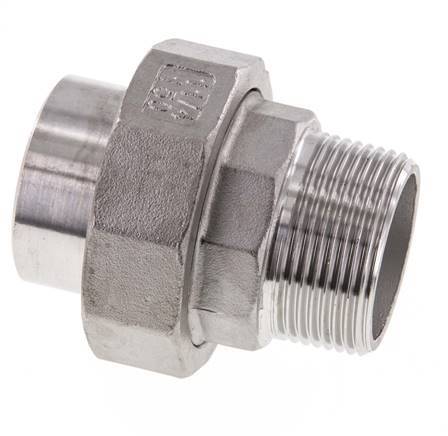Union Straight Connector R1 1/4'' Male x 42.4mm Weld End Stainless Steel Conical Seal 16bar (224.8psi)