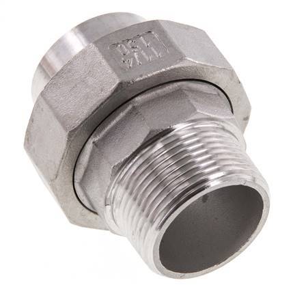 Union Straight Connector R1 1/4'' Male x 42.4mm Weld End Stainless Steel Conical Seal 16bar (224.8psi)