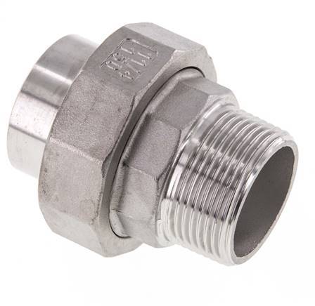 Union Straight Connector R1 1/4'' Male x 42.4mm Weld End Stainless Steel Conical Seal 16bar (224.8psi)