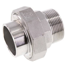 Union Straight Connector R1 1/2'' Male x 48.3mm Weld End Stainless Steel Flat Seal PTFE 16bar (224.8psi)