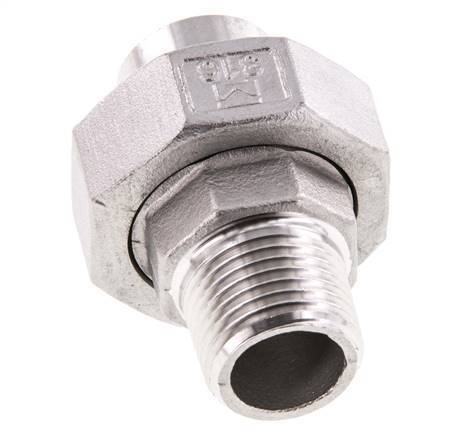 Union Straight Connector R1/2'' Male x 21.3mm Weld End Stainless Steel Flat Seal PTFE 16bar (224.8psi)