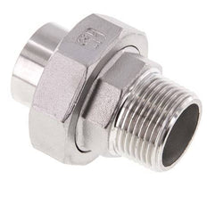 Union Straight Connector R1'' Male x 33.7mm Weld End Stainless Steel Flat Seal PTFE 16bar (224.8psi)