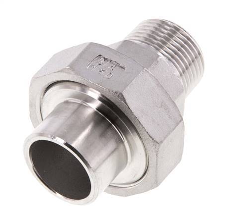 Union Straight Connector R3/4'' Male x 26.9mm Weld End Stainless Steel Flat Seal PTFE 16bar (224.8psi)