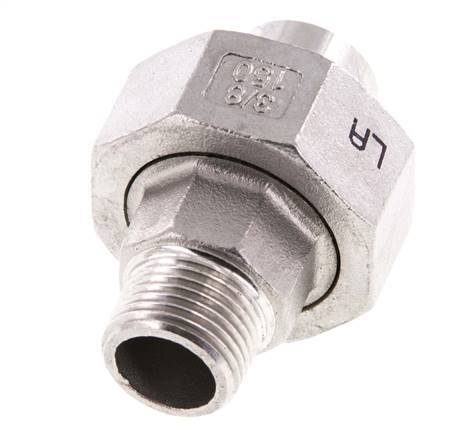 Union Straight Connector R3/8'' Male x 17.2mm Weld End Stainless Steel Flat Seal PTFE 16bar (224.8psi)