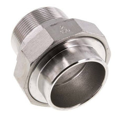 Union Straight Connector R2'' Male x 60.3mm Weld End Stainless Steel Flat Seal PTFE 16bar (224.8psi)
