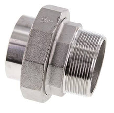 Union Straight Connector R2'' Male x 60.3mm Weld End Stainless Steel Flat Seal PTFE 16bar (224.8psi)