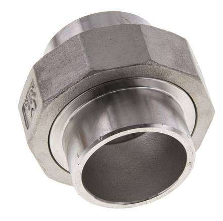 Union Straight Connector 42.4mm Weld End Stainless Steel Conical Seal 16bar (224.8psi)