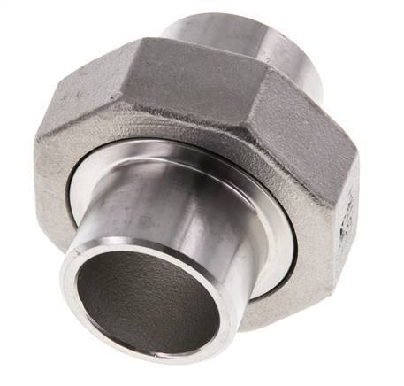 Union Straight Connector 26.9mm Weld End Stainless Steel Conical Seal 16bar (224.8psi)