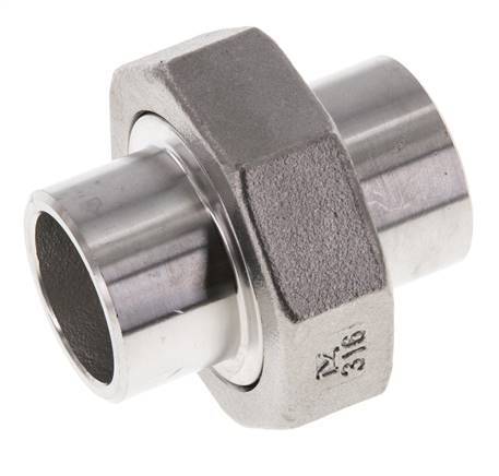 Union Straight Connector 26.9mm Weld End Stainless Steel Conical Seal 16bar (224.8psi)