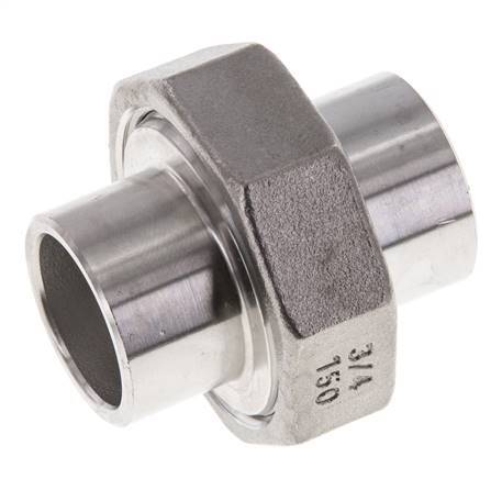 Union Straight Connector 26.9mm Weld End Stainless Steel Conical Seal 16bar (224.8psi)