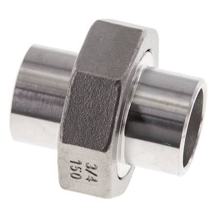 Union Straight Connector 26.9mm Weld End Stainless Steel Conical Seal 16bar (224.8psi)