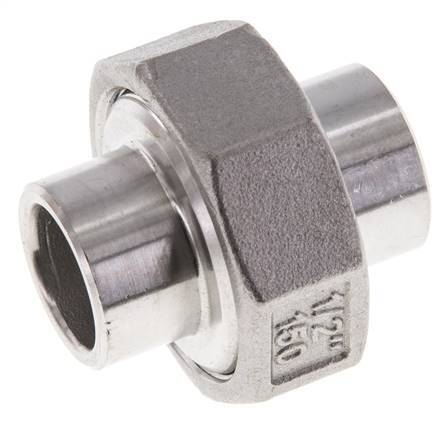 Union Straight Connector 21.3mm Weld End Stainless Steel Conical Seal 16bar (224.8psi)
