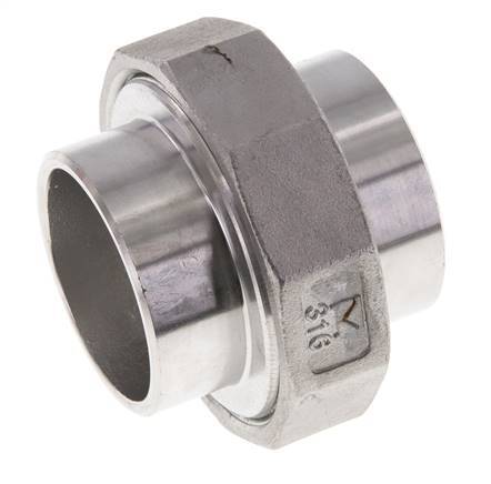 Union Straight Connector 48.3mm Weld End Stainless Steel Conical Seal 16bar (224.8psi)