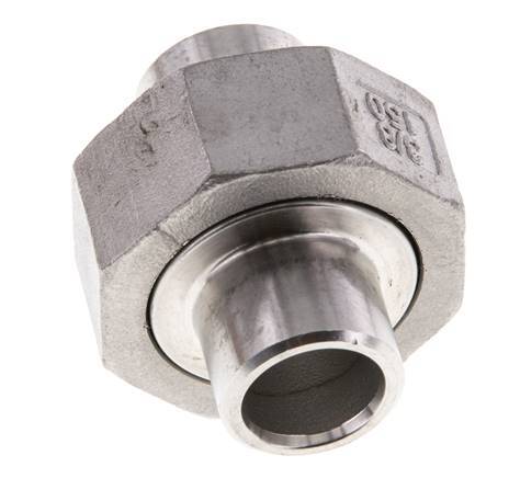 Union Straight Connector 17.2mm Weld End Stainless Steel Conical Seal 16bar (224.8psi)