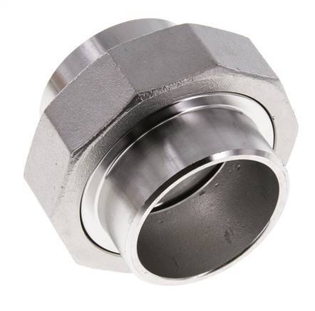 Union Straight Connector 48.3mm Weld End Stainless Steel Flat Seal PTFE 16bar (224.8psi)